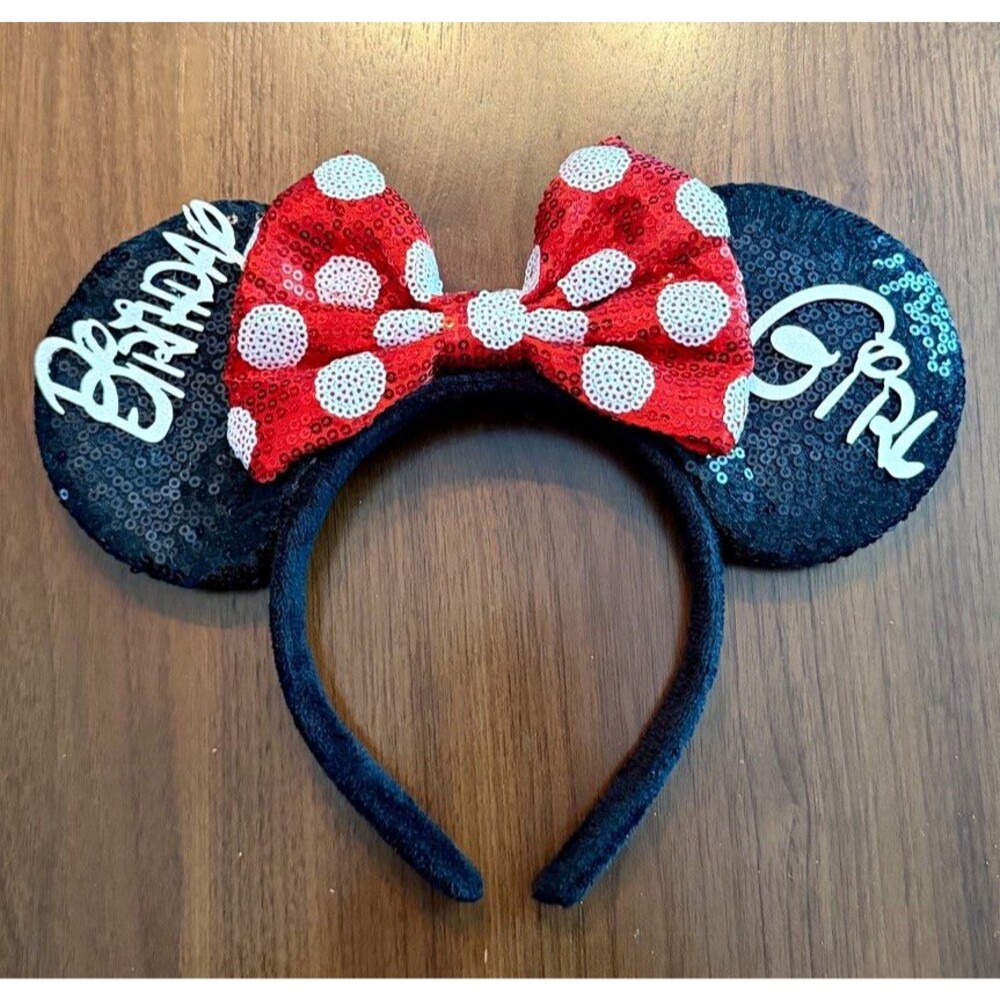Disney Minnie Mouse Sequin Mouse Ears Headband w/ Polka Dot Bow, Party